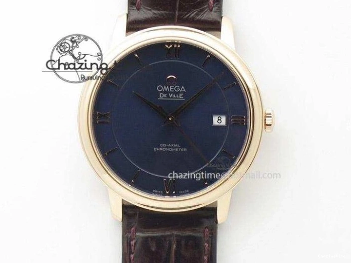 0414 Snug Seamaster Edizione Venezia RG Best Edition Blue Dial On Leather Strap A 8126